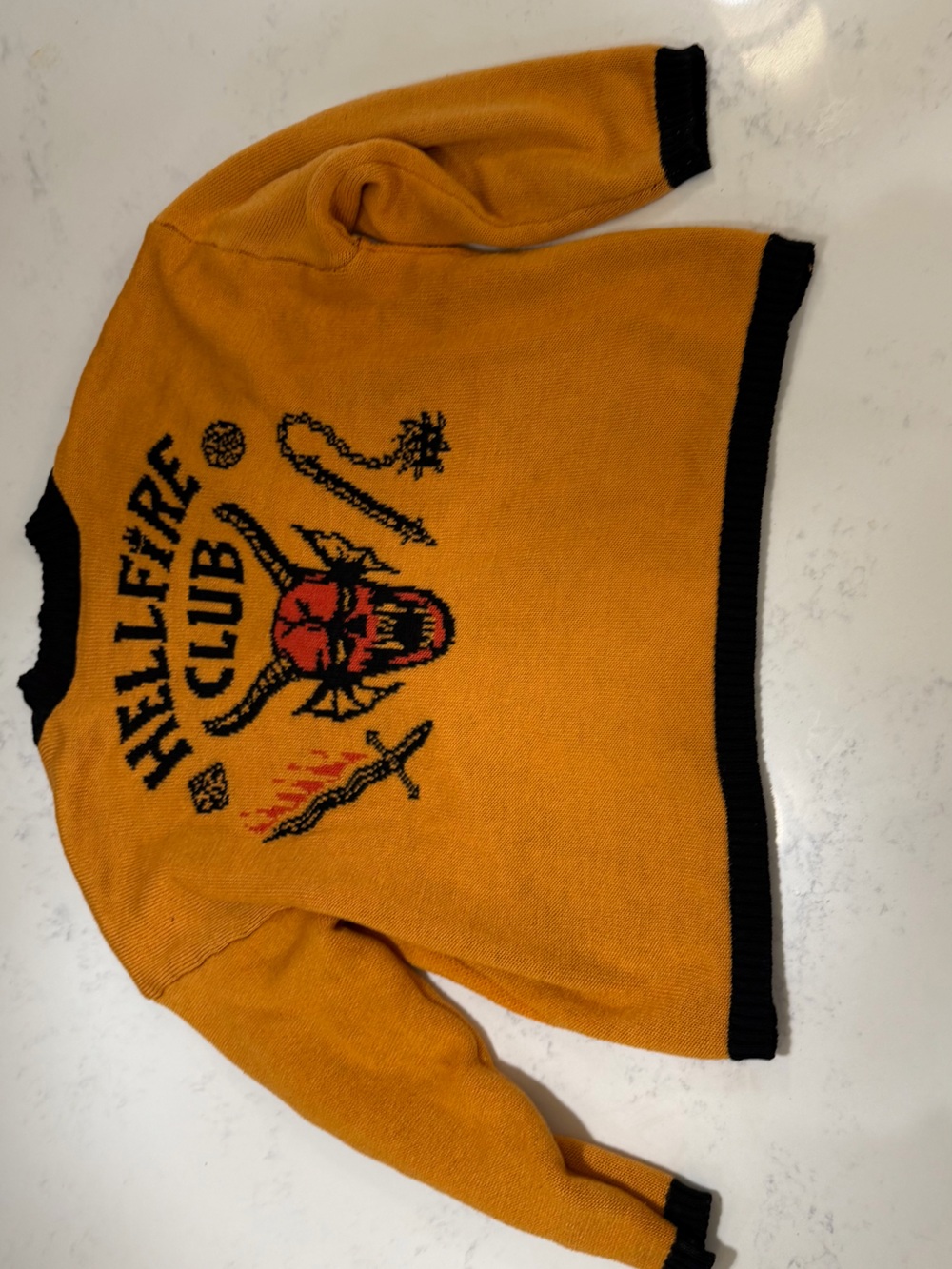 HELLFIRE CLUB CARDIGAN Yellow Black Unisex  Netflix Stranger Things